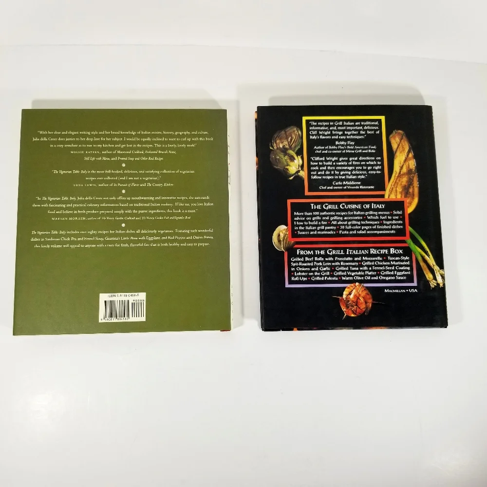 Lot Of 2 Food & Wine Cookbooks The Vegetarian Table Italy, Grill Italian HC_3